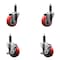 Service Caster 3.5'' Red Poly Wheel Swivel 1'' Expanding Stem Caster Set 2 Brakes, 4PK SCC-EX20S3514-PPUB-RED-2-TLB-2-1 - alternate 1